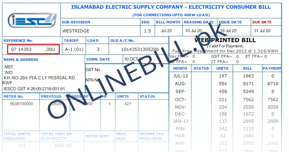 iesco online bill